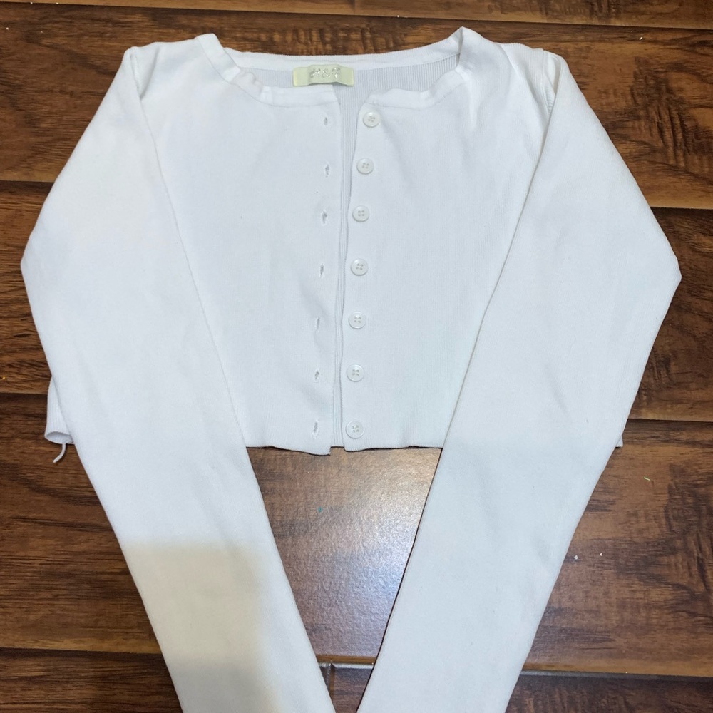 Y2K white mini buttoned cardigan